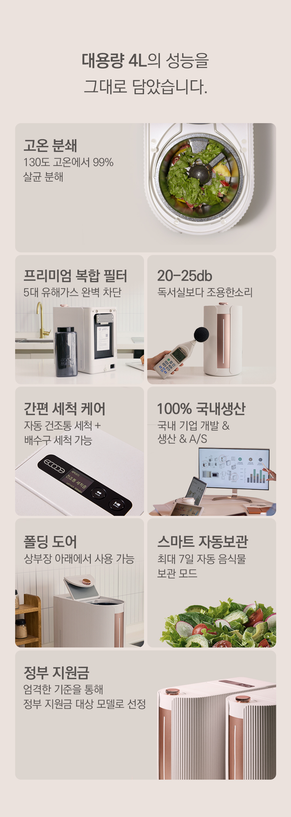 에코체 미니 음식물 처리기 SUS-2L1A