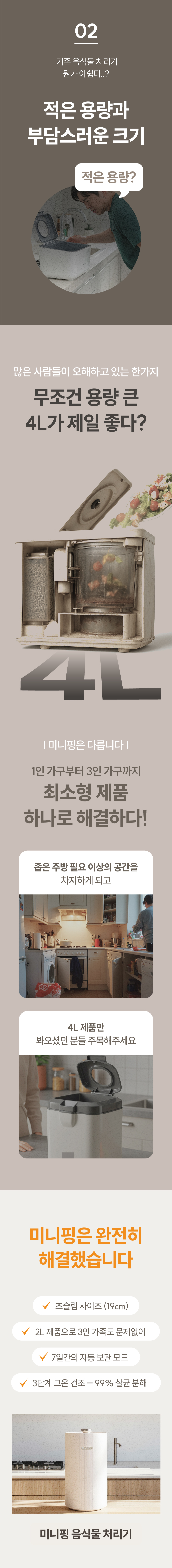 미니핑 음식물 처리기 2L SUS-2L1B
