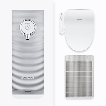 쿠쿠 직수 정수기+EASY필터 비데+공기청정기 CP-M011+CBT-G1031+AC-12R10F