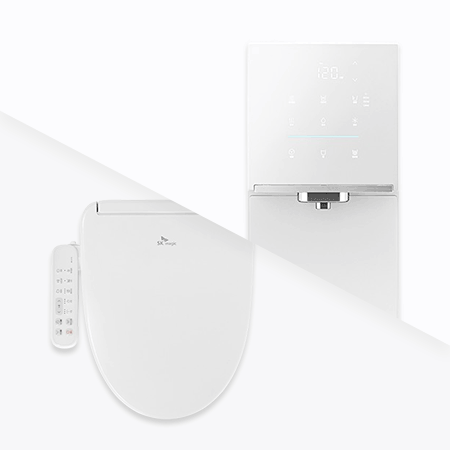 SK매직 25년형 원코크 플러스 얼음물 정수기 (얼음냉온정) + 풀스텐 살균 비데 WPU-IAC425S+BID-S17D