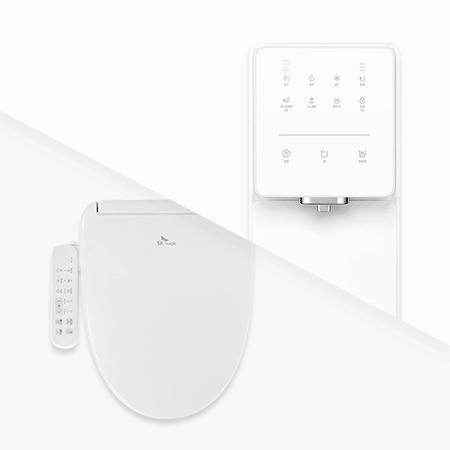 SK매직 24년형 원코크 얼음물 정수기 (얼음냉온정) + 풀스텐 살균 비데 WPU-IAC414S+BID-S17D